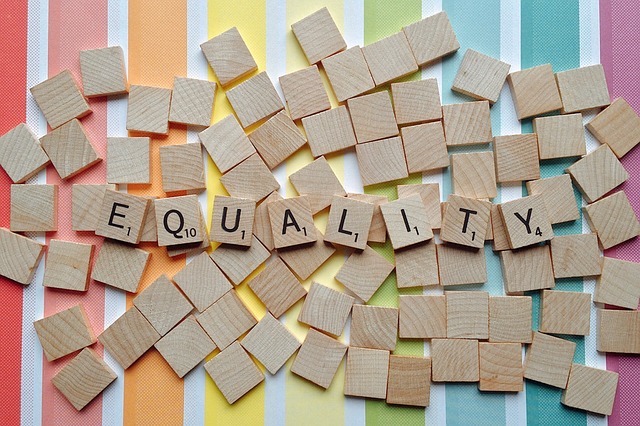 scrabble letters that spell Equality.