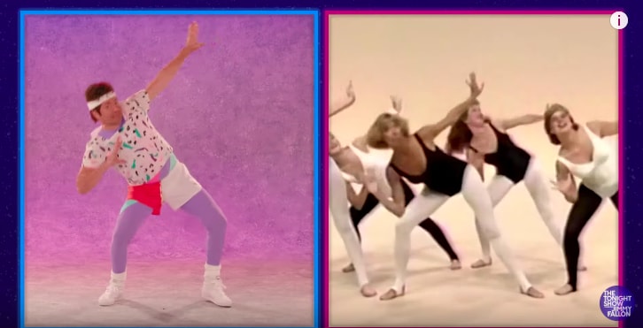 Jimmy performing an 80s move that looks like a modern day dab. 