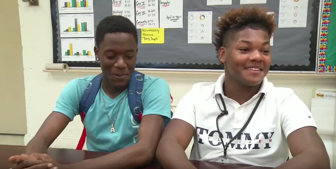 Kristopher Graham and Antwann Garrett, the two boys who helped the bullied teen, in an interview.